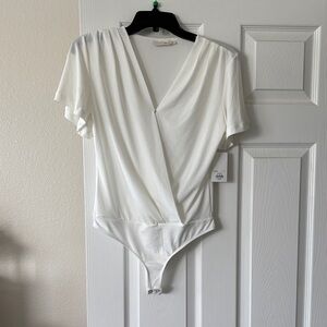 SO White Surplice Short Sleeve Bodysuit
